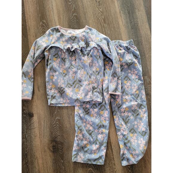 Carter's Girl 2 Piece Fleece‎ Pajamas size 8 Floral Blue #8 - Picture 1 of 4